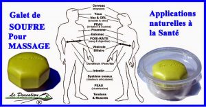 Historique du premier galet de soufre de massage de la marque Le Deucalion inventé par Philippe Perrot-Minnot en 2009 - applications naturelle à la santé