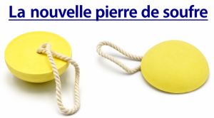 Pierre/galet de soufre - slogan « arrêtez de souffrir, soufrez-vous ». La nouvelle pierre/galet est inventée par Marc Dauphin-Roy, lithothérapeute www.marc-dauphin-roy.fr. La pierre/galet de soufre aide à soulager efficacement la très grande majorité des douleurs aiguës et chroniques - Lithothérapie scientifique/santé naturelle. Le nouveau galet de soufre de massage : vue générale, vue de dessus et de dessous. La seule pierre de soufre avec son cordon de maintien sécurisant ainsi son utilisation quotidiennes.